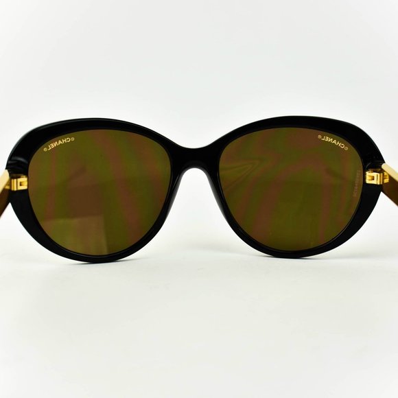 CHANEL Black/Gold CC 18k Gold Mirrored Sunglasses
